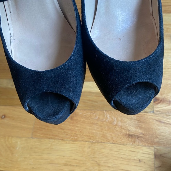 Christian Louboutin Black Suede Peep Toe Strappy Heel sz 36 - Picture 4 of 6